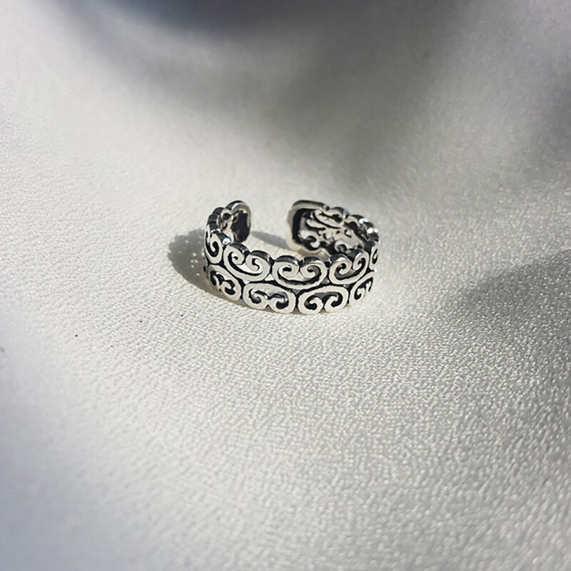 925 verstellbare ringe aus sterlingsilber mit blumenförmiger hohlform für damen – schlichtes, minimalistisches und zartes schmuckaccessoire