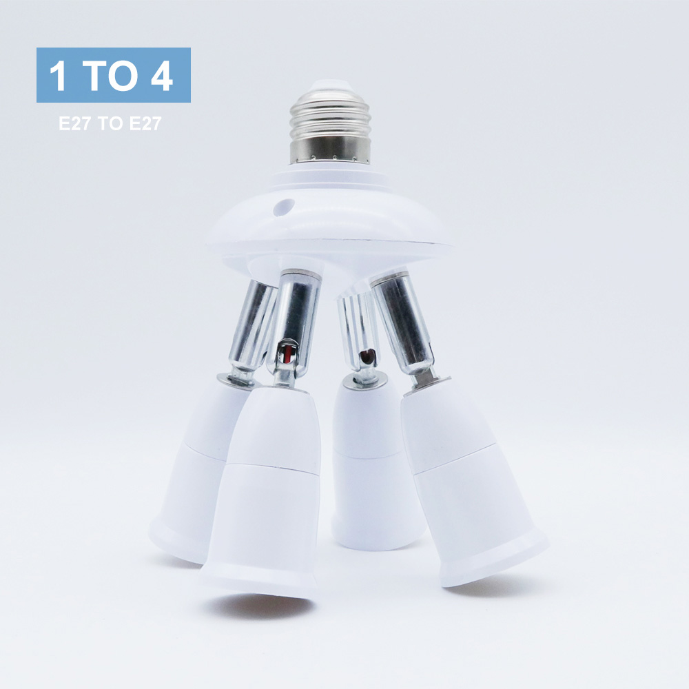 2/3/4/5 in 1 fatnings splitter  e27 to e27 lampe base adapter konverter fleksibel forlænget lampeholder til led pærer: 1 to 4