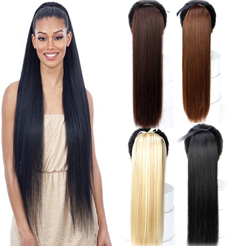 LUPU-coleta de pelo superlarga y recta de 85CM, postizo con cordón, Clip sintético, extensiones de cabello de fibra de alta temperatura