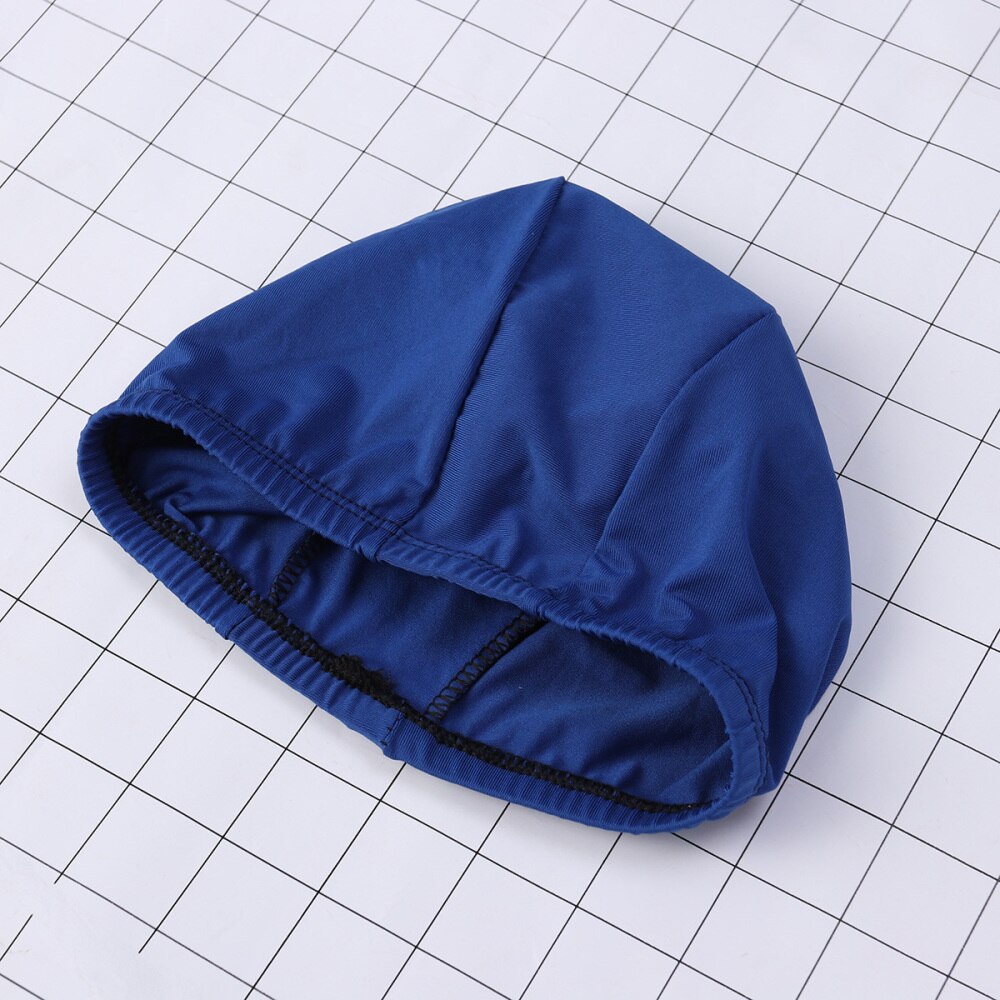 Soft Adult Swim Cap Polyester Cloth Fabric Bathing Cap Men And Women Swimming Hat Caps For Water Sports Light Blue: Dark Blue