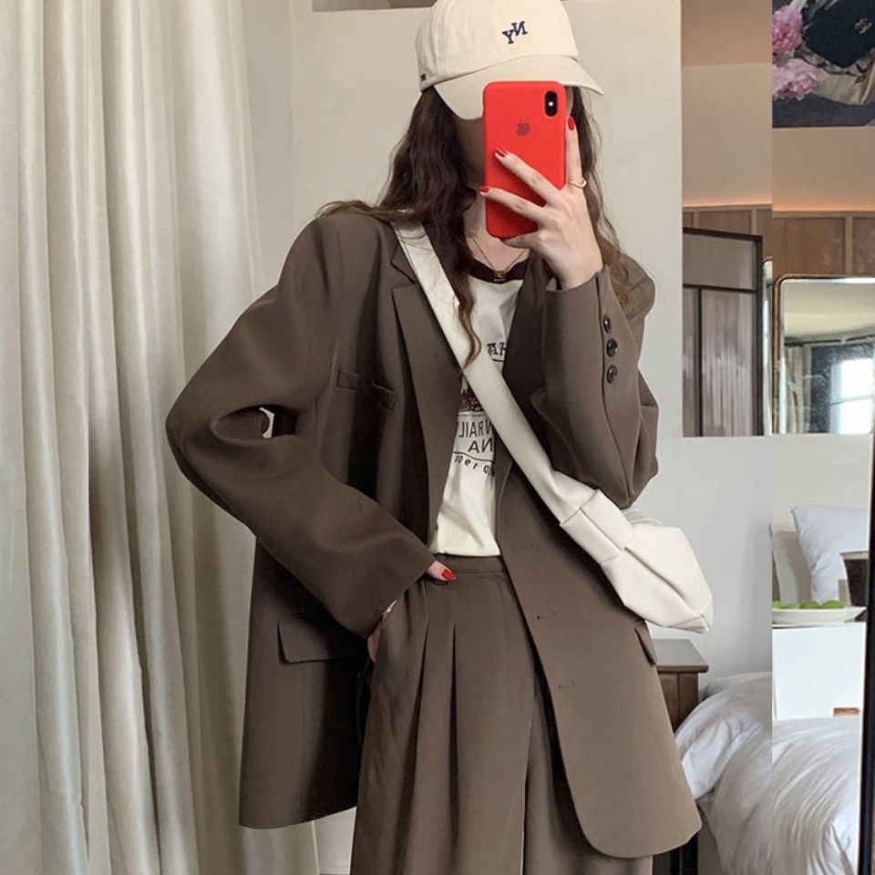 Blazers negros de primavera para Mujer, trajes elegantes de oficina informales de estilo coreano, con cuello de muescas único, versátiles y Chic