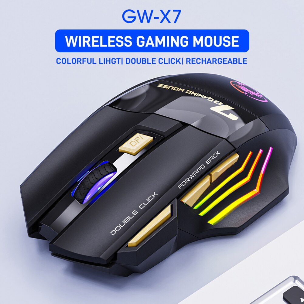 IMice – souris de jeu sans fil 2.4GHz, 7 boutons, rechargeable, rvb DPI, silencieuse, ergonomique, pour ordinateur de bureau, PC et portable