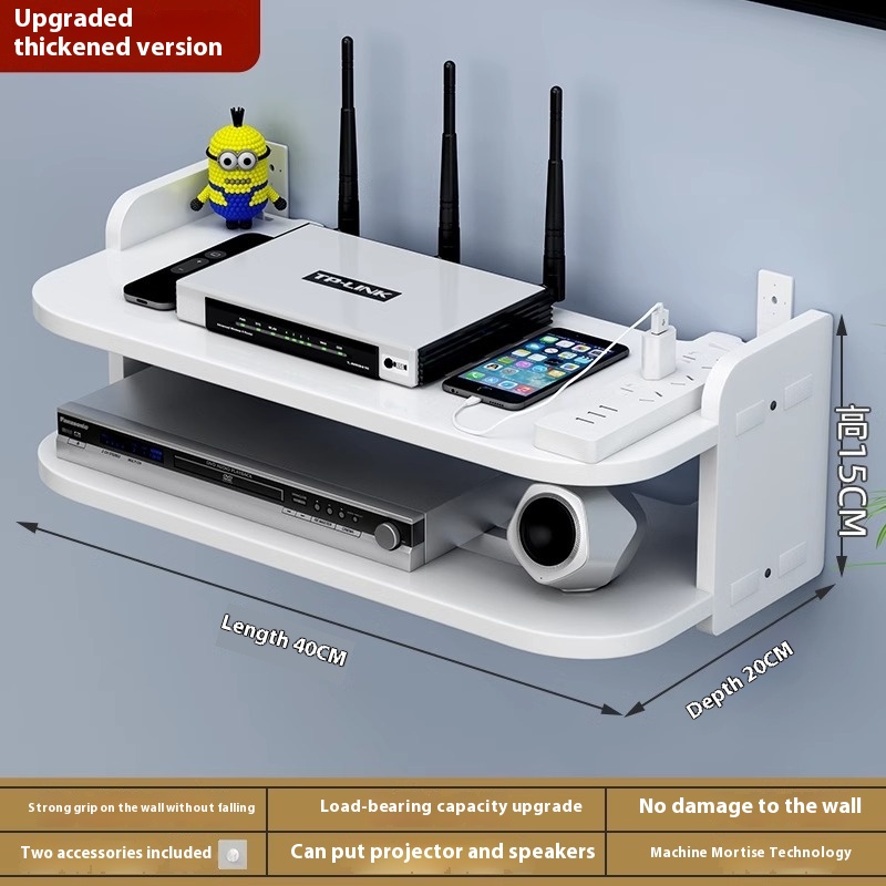Router storage rack, wall mounted, guest TV set-top box, bedroom WiFi storage box rack, non perforated wall mounted: Red