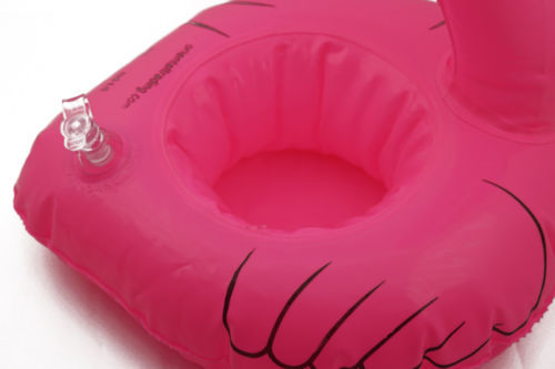 Flamingo Drink can Holder Inflatable Pool beach blow up Floating Toy Party
