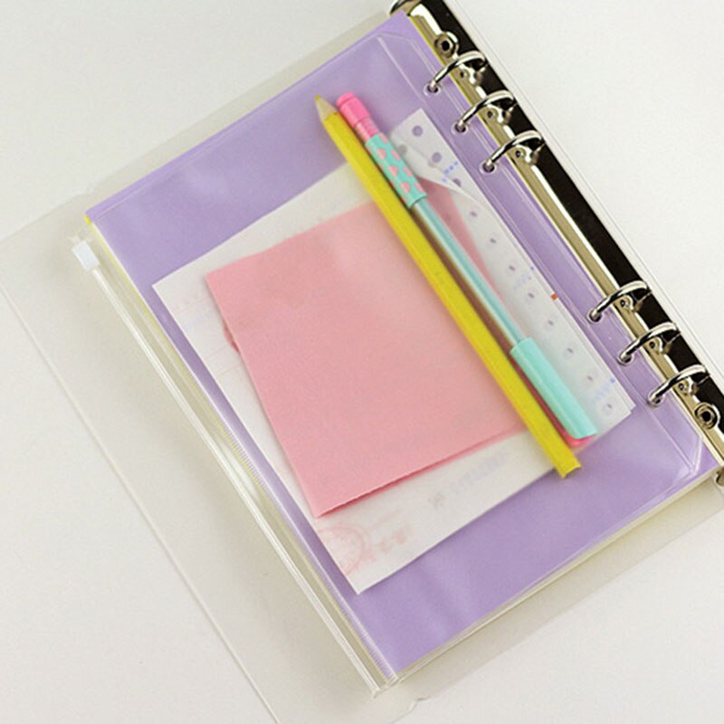 5Pcs/lot A5/a6/a7 /file Organizer Storage Folder Standard Transparent Pvc Loose Leaf Zipper Filing Binder Pouch with Self-Style