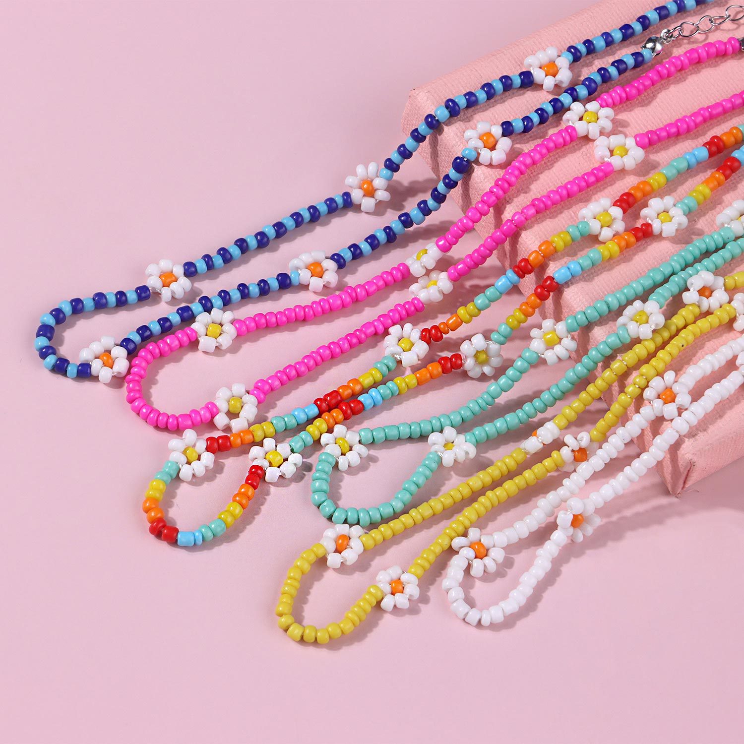 13 kolorów artystyczny koralik stokrotka kwiat Choker naszyjnik Korea kolorowy mały akrylowy koralik krótki kołnierz obojczyka dla kobiet dziewczyn