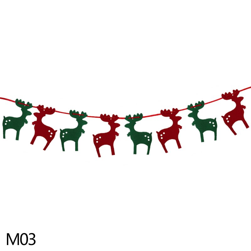 3m god jul prydnader banderoller julgran strumpor filt krans bunting för hem år julfest hängande dekor flaggor: M03