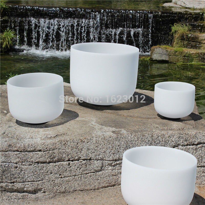 8" Musical perfect tones,true tones Note A for sound therapy Frosted Quartz Crystal Singing Bowl