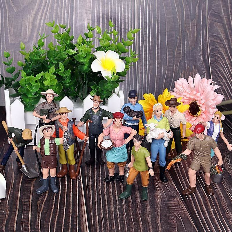 Farm People Farmer Police Breeder Farmwife Figure Model Decor Collector Toy Collector Decor Simulation Educational Figures