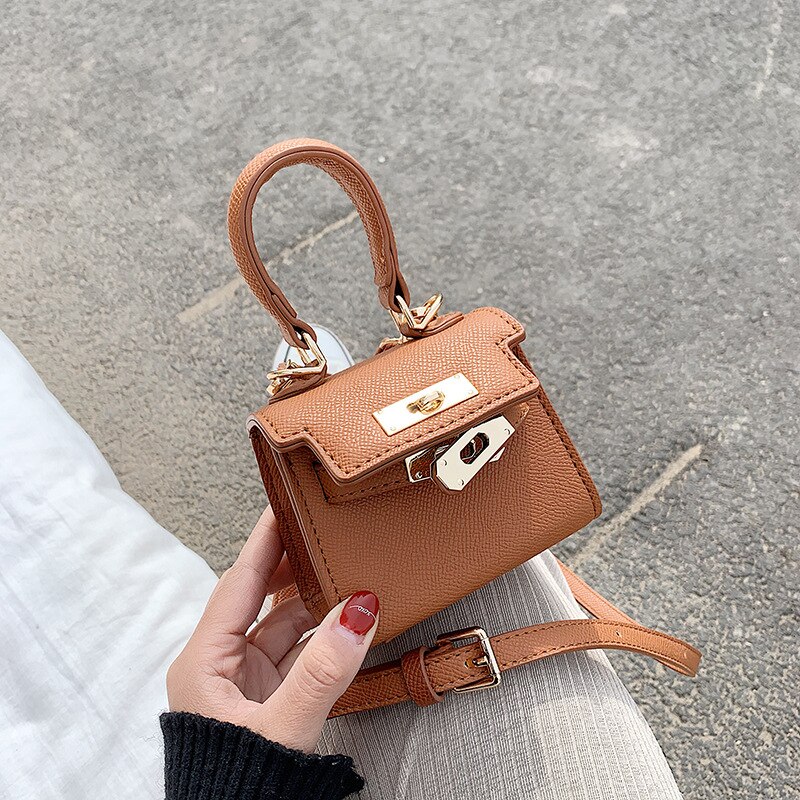 S.IKRR Leder Schulter Tasche Für Frauen Kleine Handtasche Geldbörse Mit Haspe Weiblichen Quaste Umhängetaschen Damen Mini Kupplung Abend Taschen: Braun