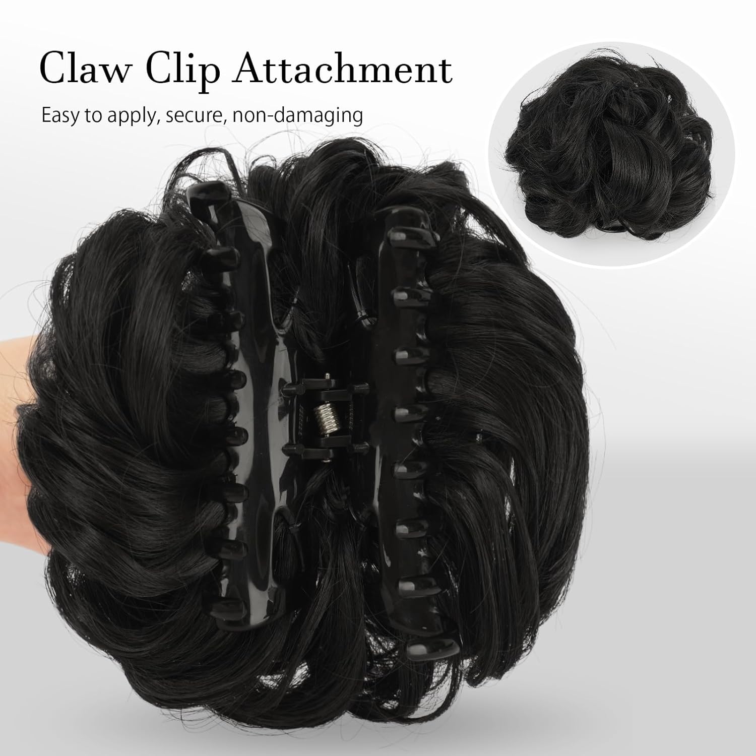 Pedaço de cabelo bagunçado para mulheres, penteado Updo penteado, ondulado encaracolado scrunchies, clipe na garra, chignon sintético, clip w