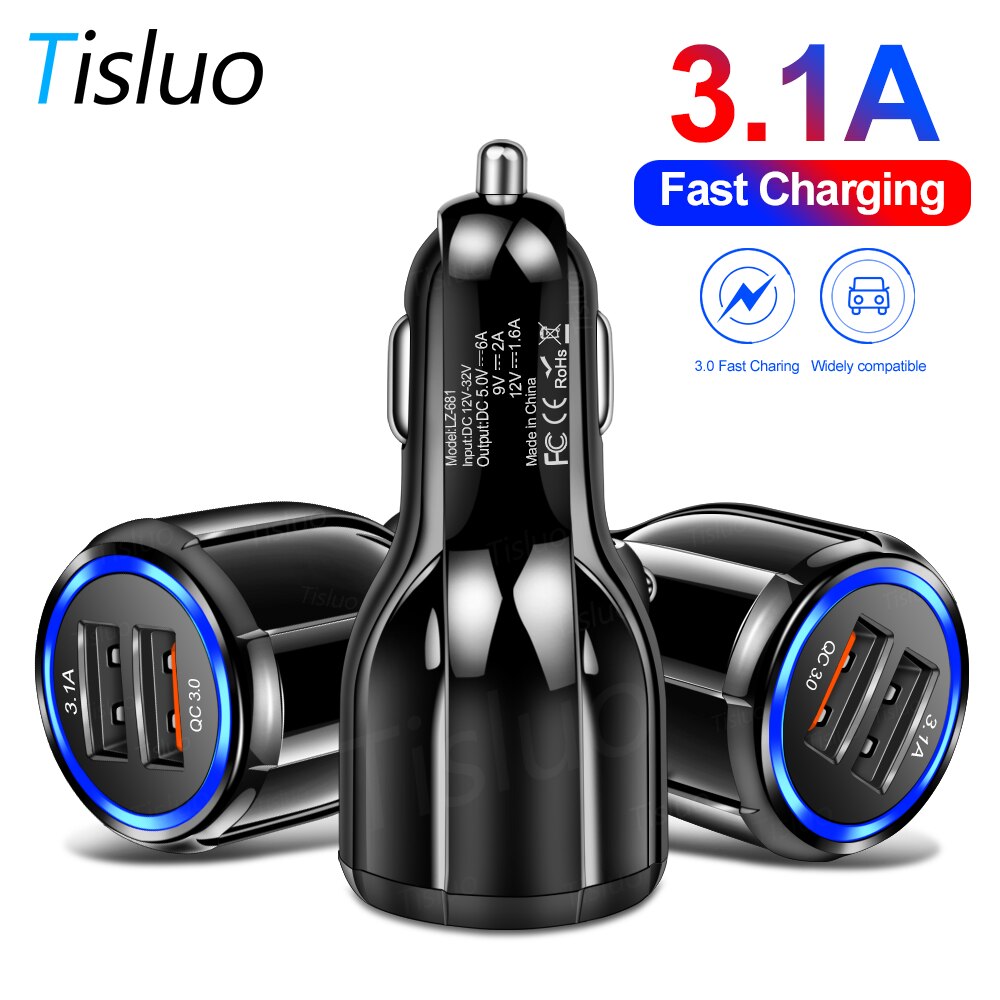 Quick Charge 3.0 Autolader Dual Usb Snel Opladen Voor Iphone 6 7 8 Samsung Xiaomi Tablet Qc 3.0 Moblie telefoon Usb Auto-Opladers