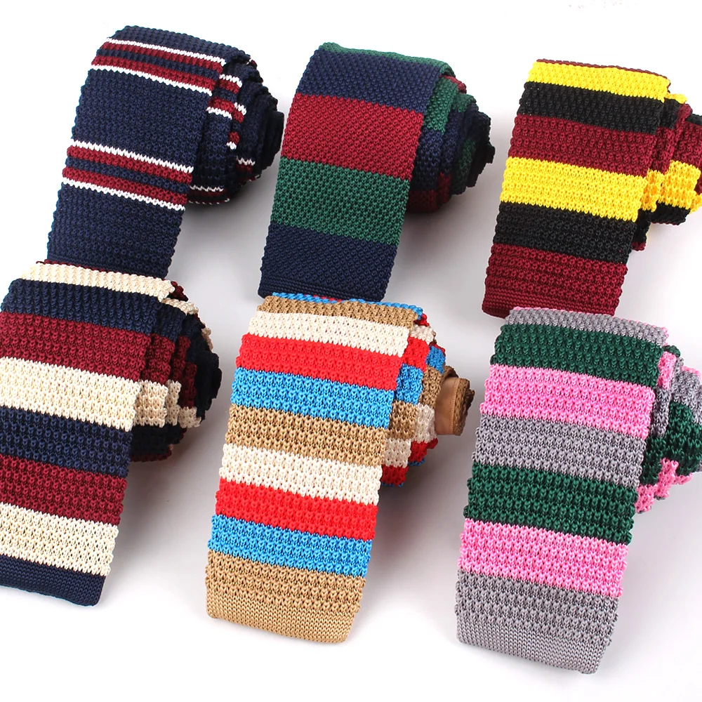 Knit Neck Ties For Men Women Skinny Tie Casual Striped Ties Boy Girls Knitted Necktie Groom Slim Neckties For Wedding
