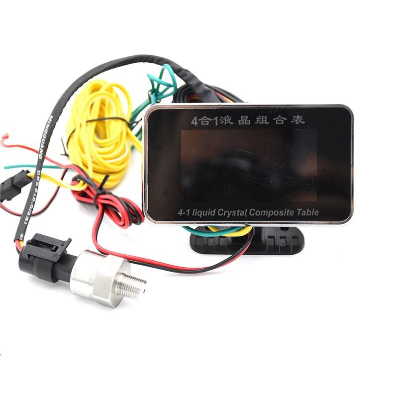 Universal 4in1 LCD Car Digital ALARM Gauge Oil Pressure Gauge Voltmeter Voltage Water Temperature Fuel Gauges Plastic Shell