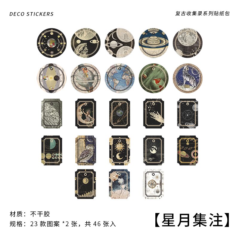 Papel adhesivo Vintage para decoración, pegatinas de colección Retro para planificadores de portátiles, álbum de recortes, taza, diario, cuaderno, 46 piezas: 5--G1D4GS6D