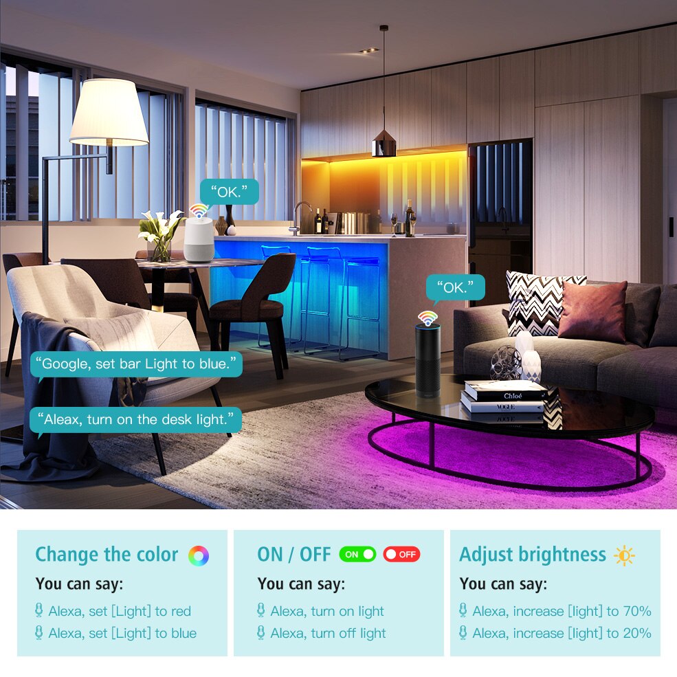 Tuya Smart WIFI LED Controller Work with Alexa Google Assistant Voice Control RGB LED Lights Strip 4pin RGB Single / Dual Output