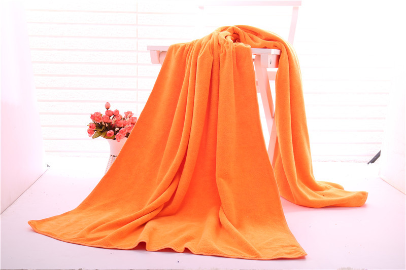 Toalla de baño de microfibra de 17 colores, toalla de playa 140*70cm 310g supersuave, lisa, para gimnasio, de secado rápido, para baño de adultos.: Naranja
