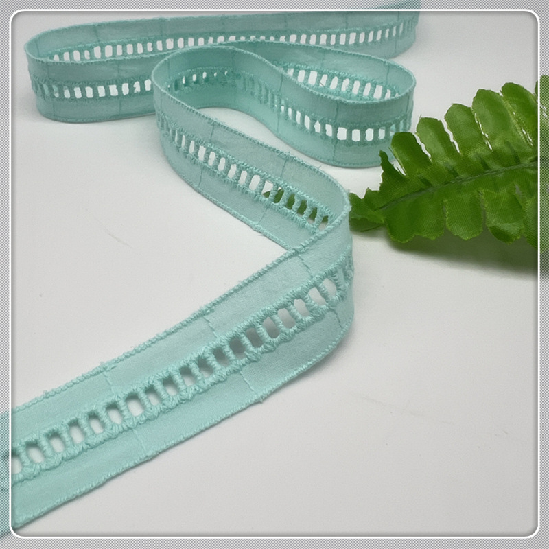 15 yardas 25 mm falda bordada rayas horizontales, atadura hueca de algodón, correa para el cabello, lazo DIY artesanía accesorios artesanales mejoras para el hogar a0475b - 1