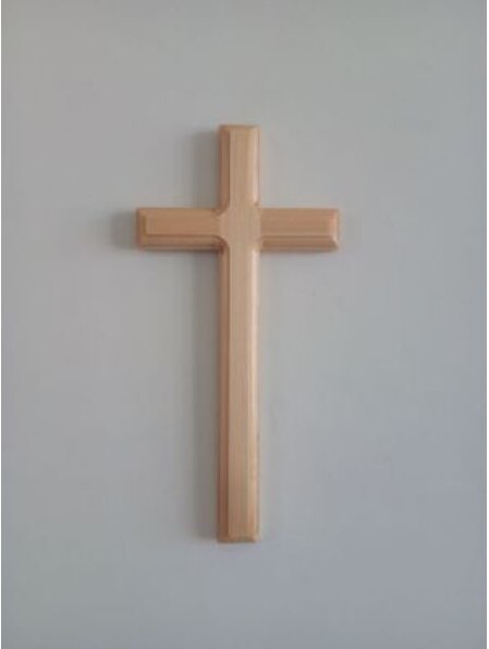 Kristent kors håndlavet massivt træ væghængende jesus stort kors katolsk kirke vægdekoration 31 cm: 2