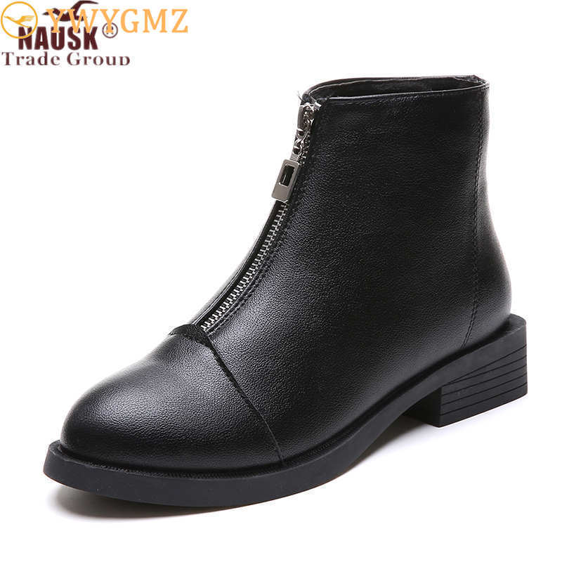 2019 quente voltar zíper preto ankle boots para mulher palmilha quente botas de salto baixo outono/inverno sapatos femininos botas de mujer