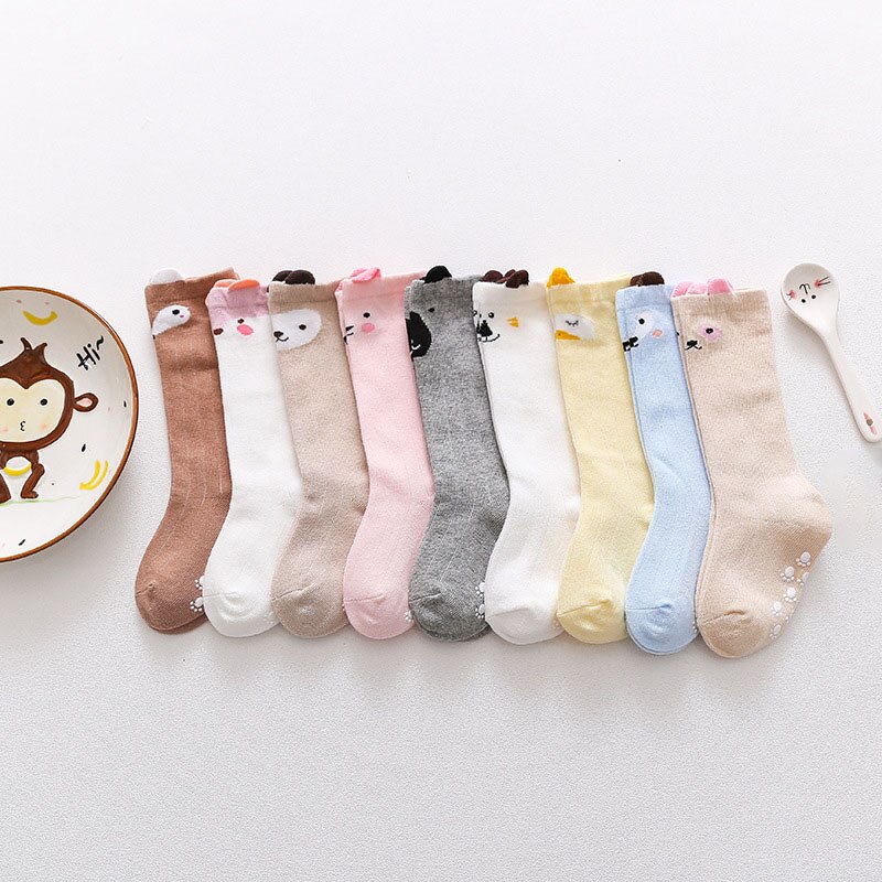Childrens Baby 'S Unisex Herfst Winter Zachte Katoenen Sokken Knie Hoge Kids Jongens Meisjes Infant Peuter Anti Slip Cartoon Dieren Sokken