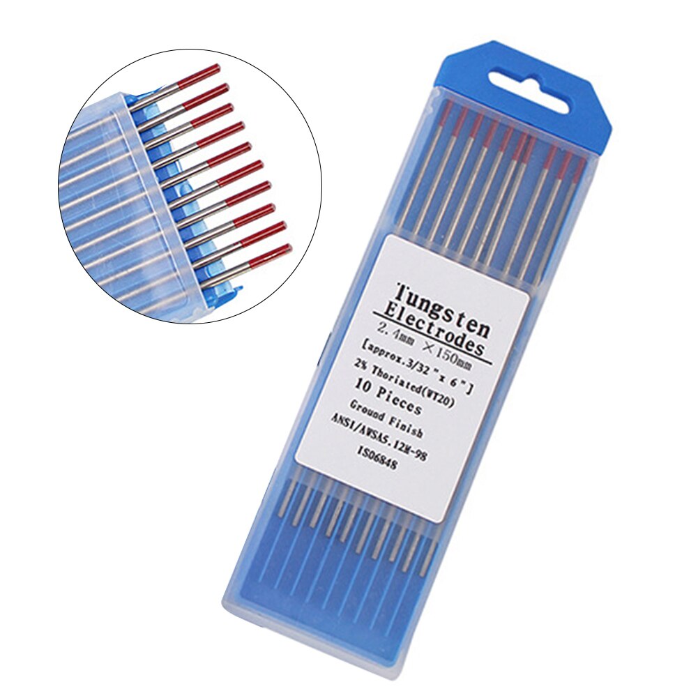 10pcs Tig Conductive Consumables Kit Ground Finish Red Head Tungsten Electrode Rods Welding Tools Thoriated