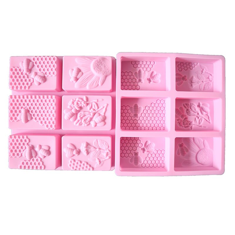 6 Cavity Rechthoek Honingraat Siliconen Zeep Mallen Diy Handgemaakte Craft Zeep Vorm Tray Mould Cakevorm Decorating Maken Levert