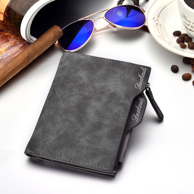 Top Wallet Men Soft Leather wallet with removable card slots multifunction men zipper wallet purse male clutch: gray