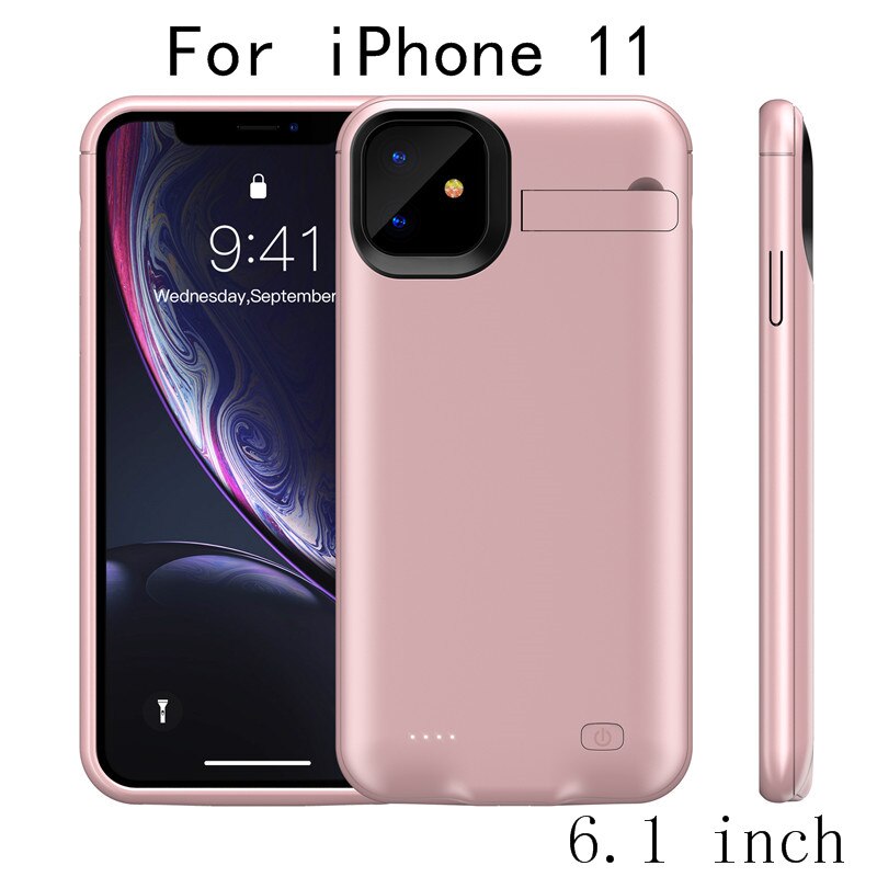 Battery Charger Case For iPhone 11 Pro Max Power Case Slim shockproof Power Bank Charging Cover For iPhone 11 Charger Back Pack: i11-Pink