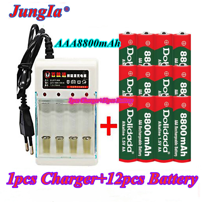 Aaa 1.5v 8800 mah genopladeligt batteri aaa 1.5 v 8800 mah genopladeligt alcalinas drummey  +1 stk 4- celle batterioplader