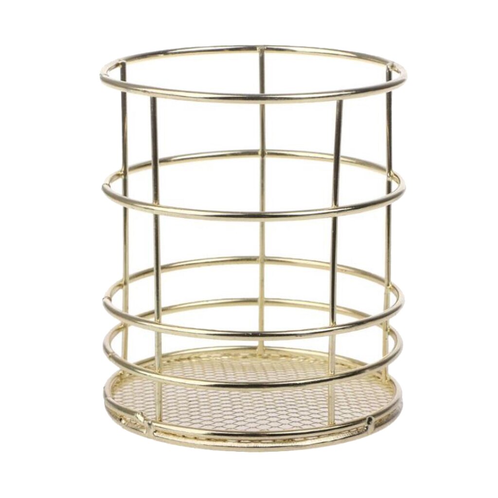 Gold Wire Mesh Pen Pot Pencil Holder / Metal Makeup Brush Holder / Multifunctional