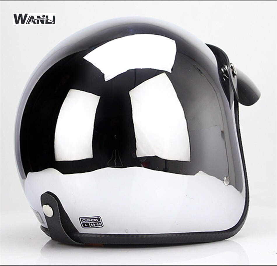 Open Face Motorcycle Helmet Vintage Kask Motocycle Capacete Chrome Sliver Retro Casque Mirror Pilot Jet Moto 3/4 Half Casco