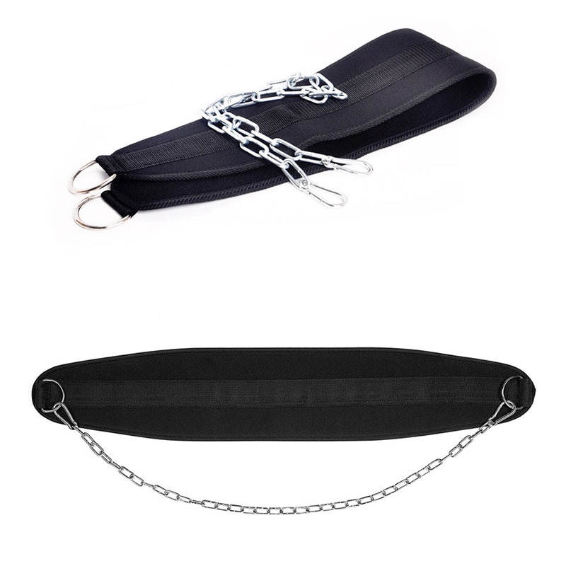 Weight Lifting Belt With Chain Dipping Belt Pull Thick Neoprene Chin Up Barbell Gym Bodybuilding Weight Belt Training Equipment