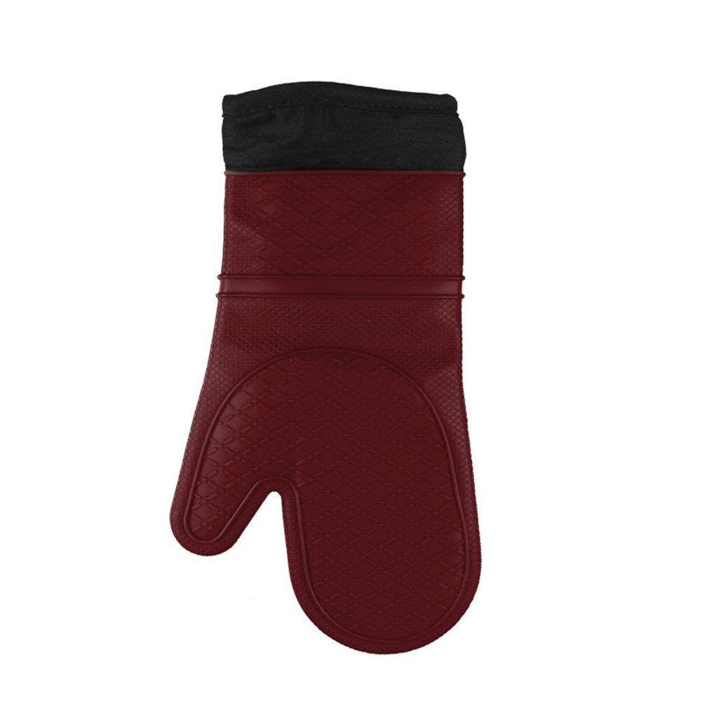 1Pc Non Slip Heat Insulated Thick Cotton Glove Mitten Pot Pad Mat Baking Tool: Vermilion Glove