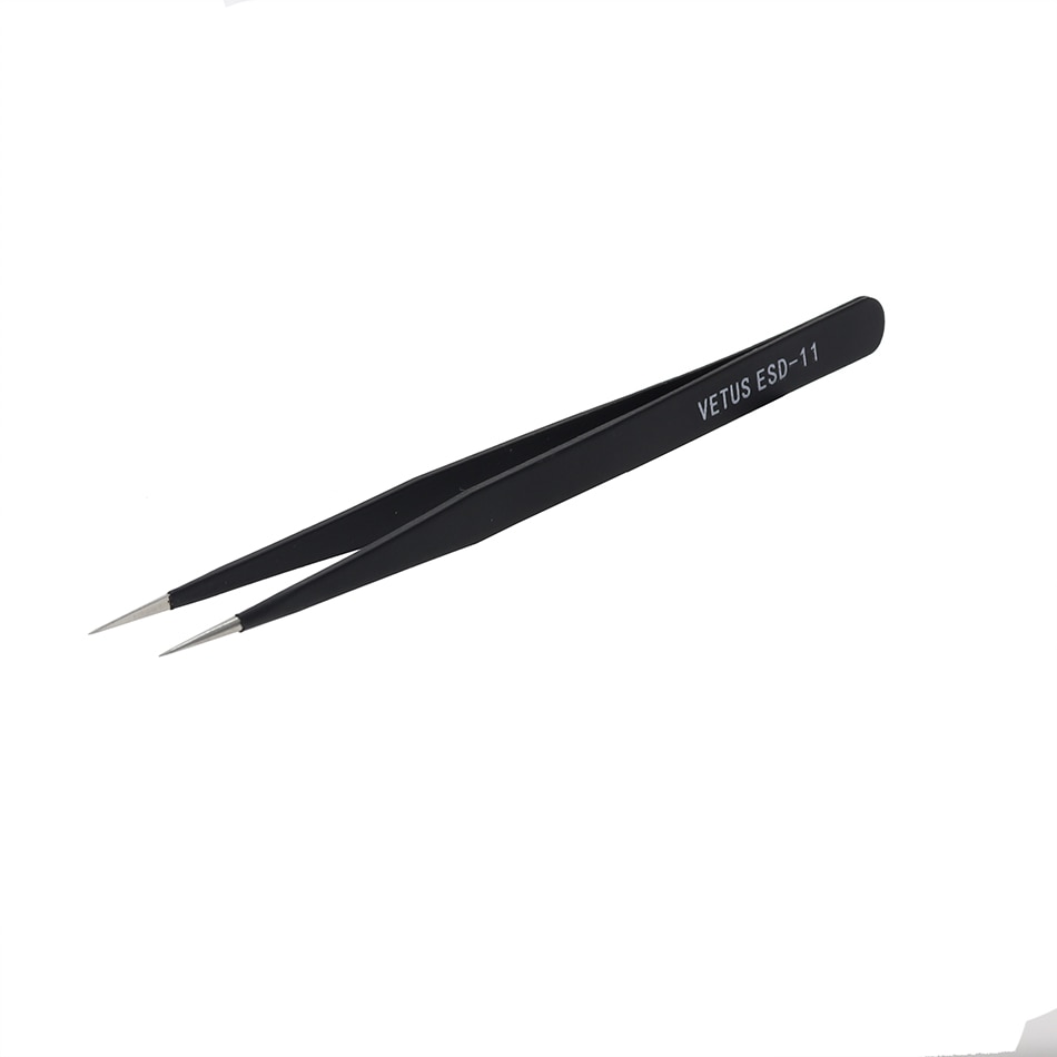 Pince à épiler antistatique originale Vetus ESD ensemble d'outils pointe de haute précision pince à épiler droite incurvée pince multifonction en acier inoxydable Repai
