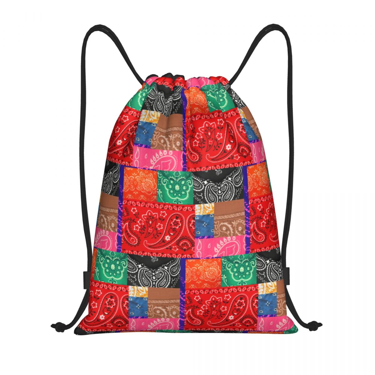 Custom Cool Paisley Bandana Style Drawstring Bags Women Men Lightweight Sports Gym Storage Backpack: green