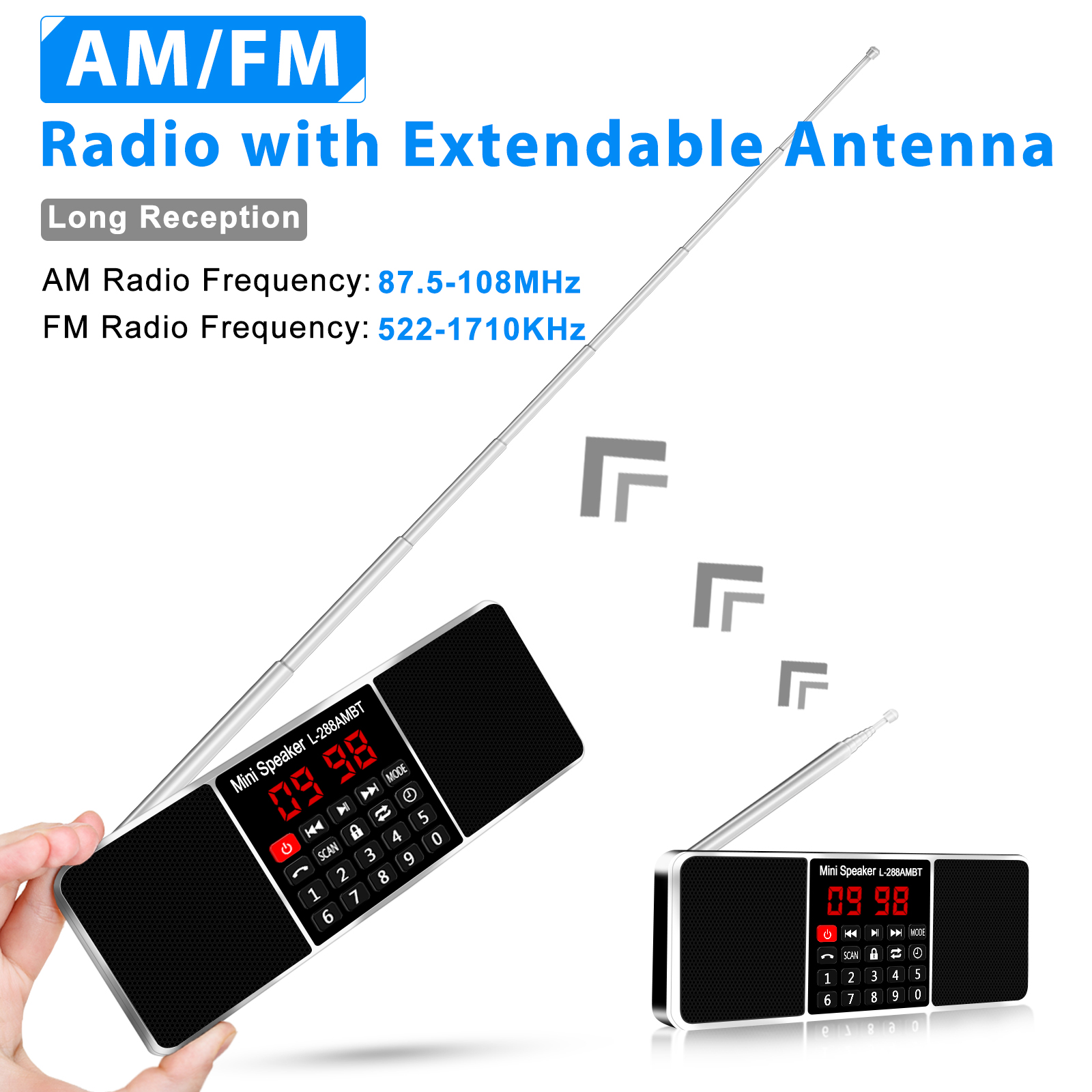 Lefon Digitales tragbares Radio AM FM Bluetooth-Lautsprecher Stereo-MP3-Player TF SD-Karte USB-Laufwerk Freisprechanruf wiederaufladbare Lautsprecher
