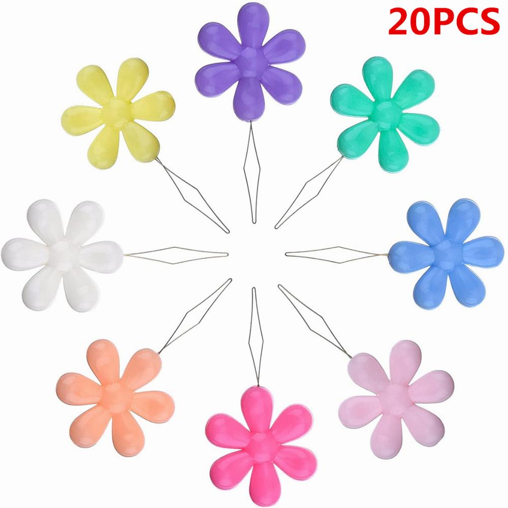 20Pcs Ouderen Guider Draad Naald Multicolor Plastic Bloemvormige Automatische Threader Gereedschap 7YJ338