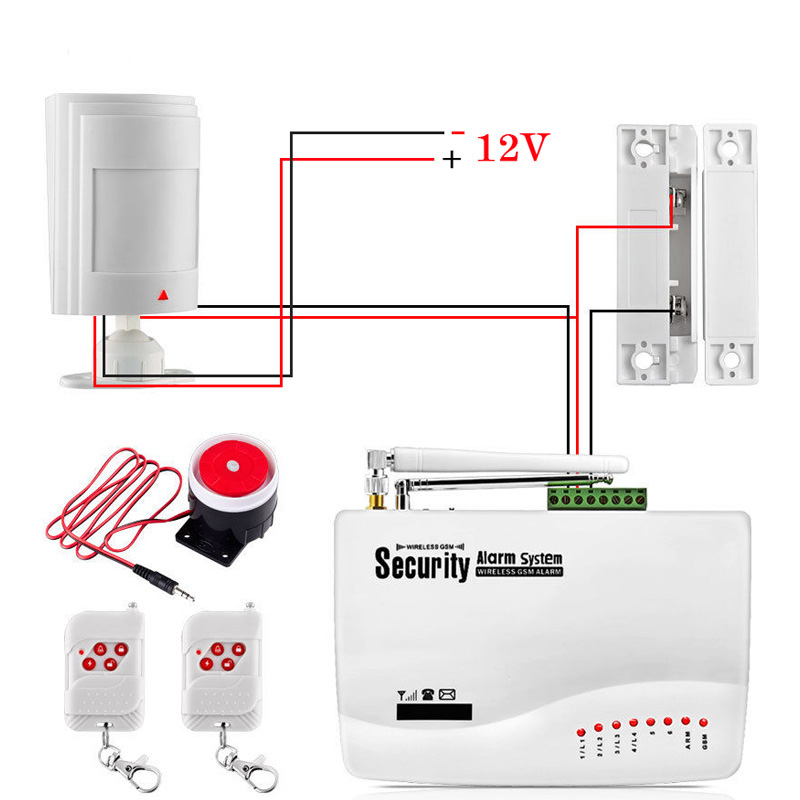 FUERS 10A GSM Alarm System for Home Security System with Wired PIR Motion Door Sensor Dual Antenna Burglar Alarm Remote control: Kit 1 / Spanish