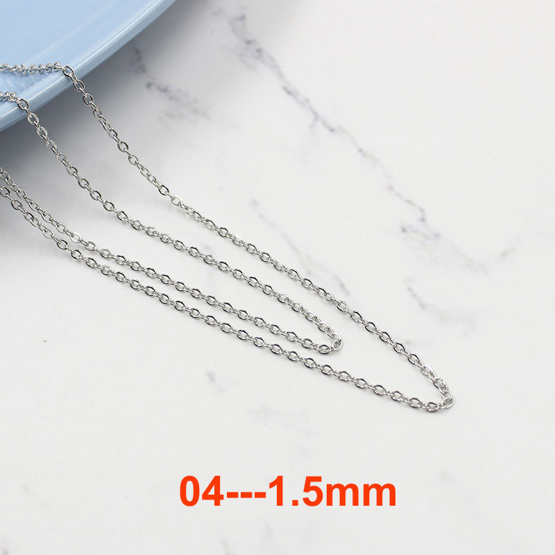 5 Yards 316L Rvs Flat Link Kabel Bulk Chain 1mm 1.5mm 2mm 2.5mm 3mm voor DIY Ketting Sieraden Maken Bevindingen Ambachten: 1.5mm width silver