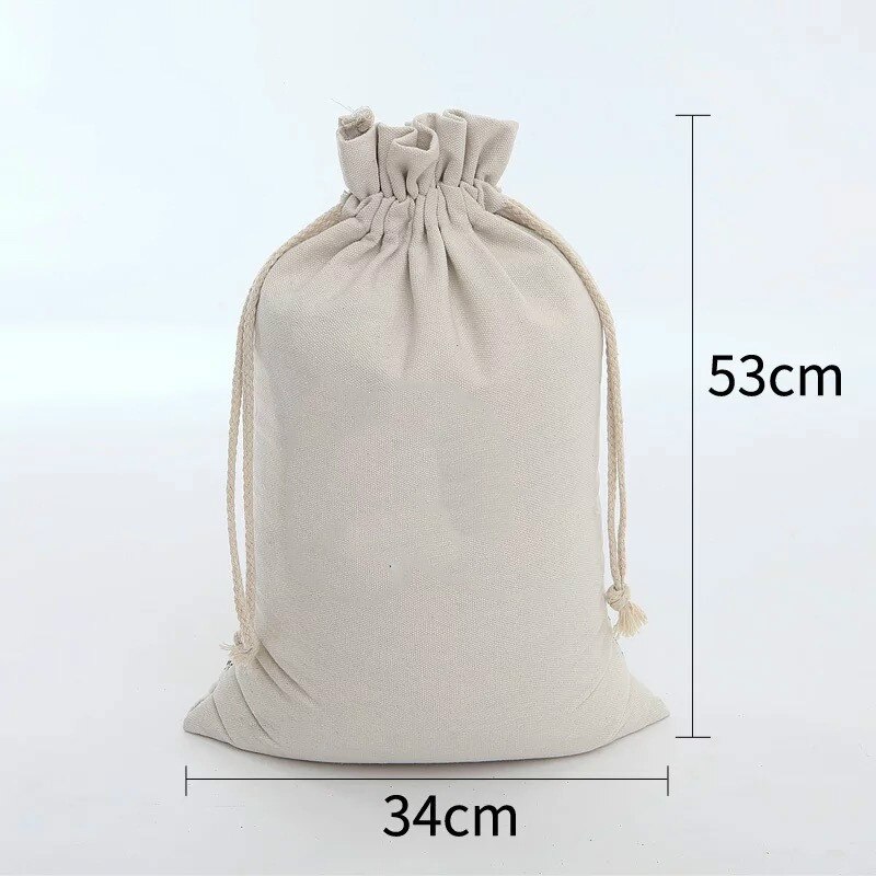 Grote capaciteit blanco trekkoordtas, rijstkorrelverpakkingszak, meelzak, herbruikbare canvas tas van puur katoen, opbergtas: A5