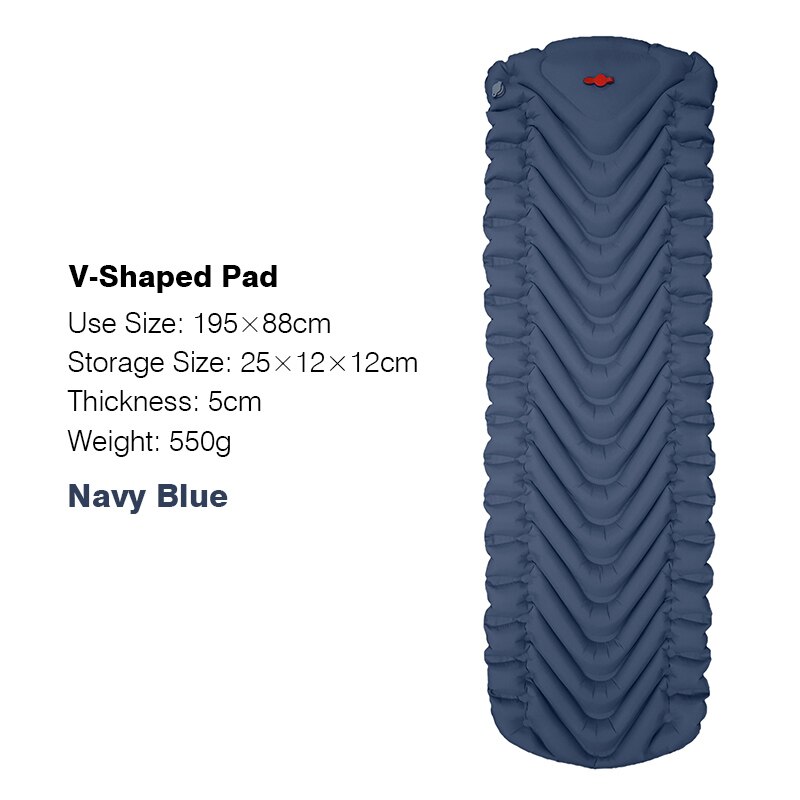 Lightweight Self-inflating Sleeping Pad Air Mattress Camping Tent Sleeping Bag Pad Picnic Beach Cushion Outdoor Sleeping Mat: V.S Navy Blue