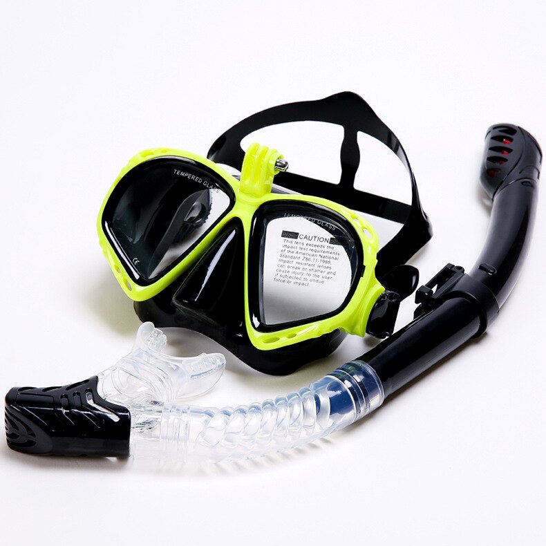 Máscara de esnórquel gafas de buceo completamente seco con soporte tubo de respiración gafas para usar bajo el agua conjunto de gafas de natación para hombres y mujeres: Yello fbs(2201-198)