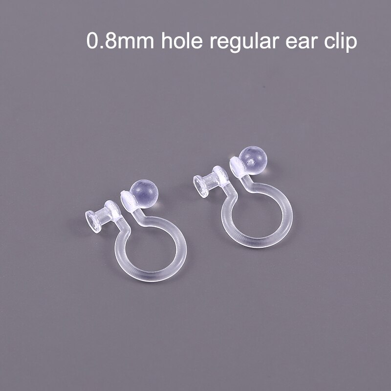 Clips para las orejas de resina transparente para mujer, aretes perforados hechos a mano, indoloro, suministros de joyería, 1 par: 1Pair CG 0.8mm