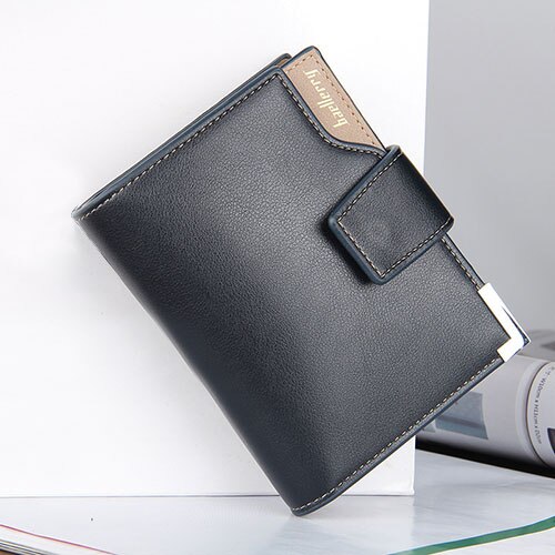 Retro Slim Small Leather Cards Wallets Short Bifold Wallet for Men Purses Male Purse Men's Wallet Business ID Card Holders: F Blue