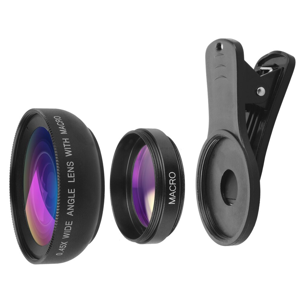 APEXEL Cell Phone Lens Kit 0.45x Super Wide Angle and 12.5x Super Macro Lens HD Camera Lentes for iPhone X 8 iPAD Samsung More