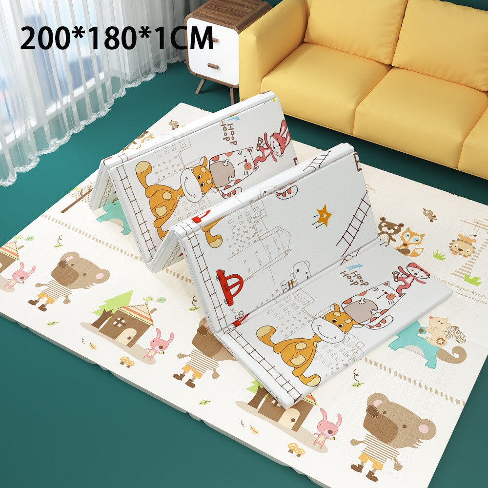 Baby Crawling Mat Folding Baby Crawling Mat Thickened 200*180*1CM 200*180*1.5CM 200*180*2CM Double-sided Foam Floor Mat: Happy Forest 1CM