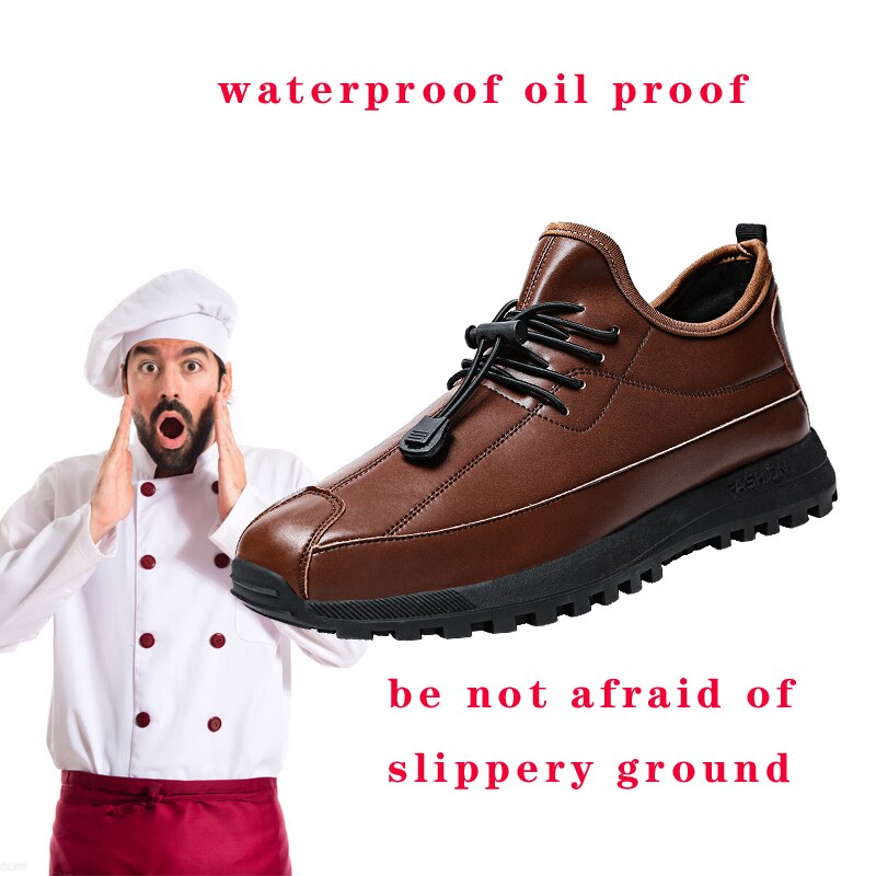 Heren casual werkschoenen antislip waterdicht oliebestendig gladde grond schoenen voor chef-kok meester dokter hotel restaurant