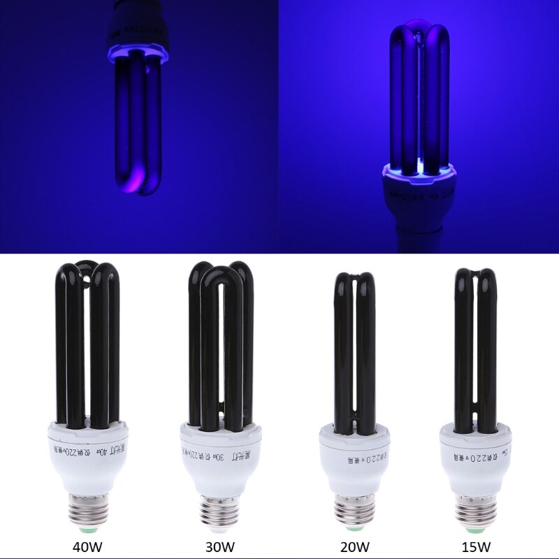 E27 15/20/30/40W UV Ultraviolet Fluorescent Blacklight CFL Light Bulb Lamp 220V