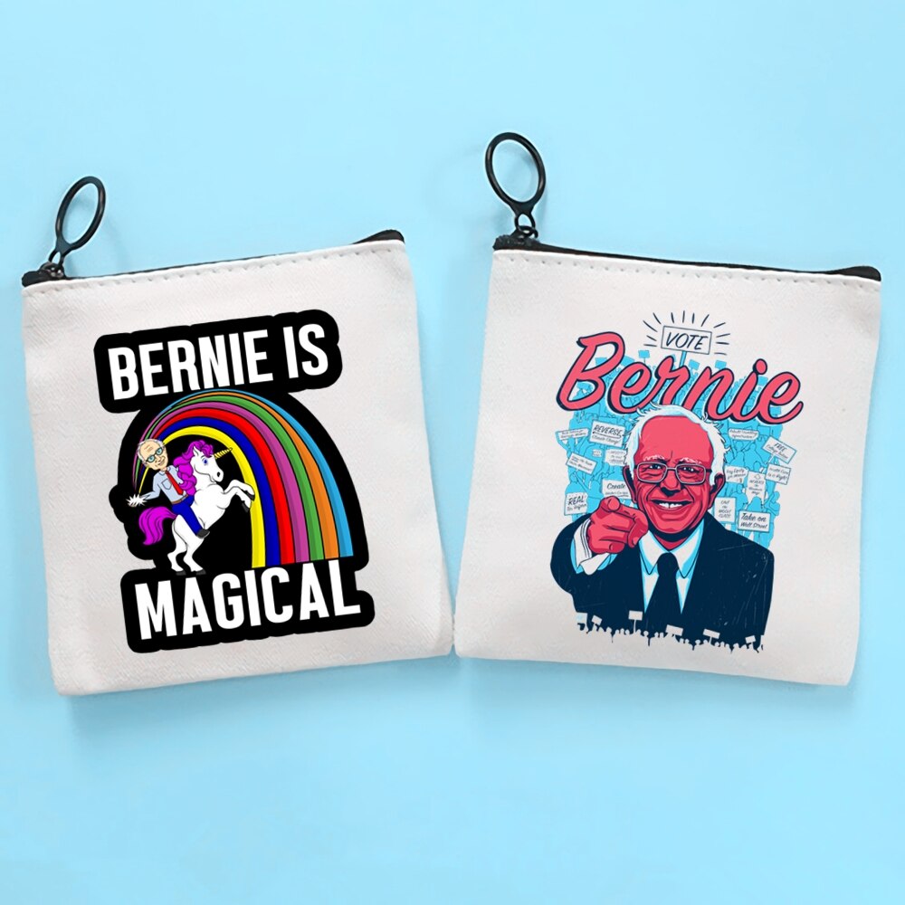 Bernie Sanders Inauguration Bernie Mood Canvas Coin Purse Coin Purse Collection Canvas Bag Small Wallet Zipper Key Bag